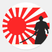 Silhouette Samurai. Runder Aufkleber (Vorderseite)