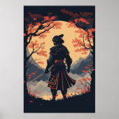 Silhouette Samurai Warrior Moon Poster (Vorne)