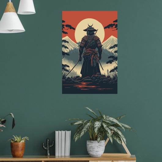 Silhouette Samurai Warrior Moon Poster (Wohnzimmer 1)