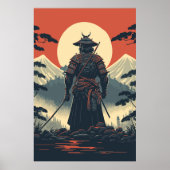 Silhouette Samurai Warrior Moon Poster (Vorne)
