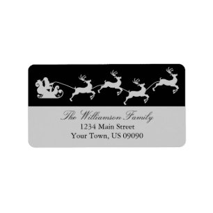 Silhouette-Sankt Sleigh-Weihnachtsaufkleber Adressaufkleber