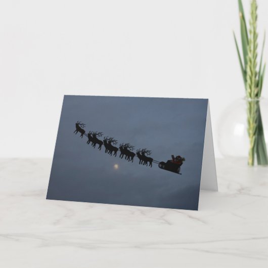 Silhouette Santa & Reindeer Feiertagskarte (Vorderseite)