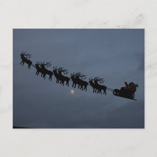 Silhouette Santa & Reindeer Feiertagspostkarte (Vorderseite)