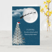 Silhouette Santa und Rentiere im Mondschein Karte (Gelbe Blume)