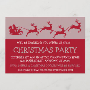 Silhouette Santa's Sleigh-Einladungen (Burgandy) Einladung