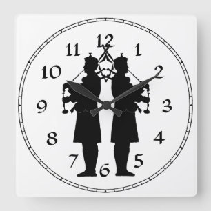 Silhouette schottischer Dudelsackpfeifer Quadratische Wanduhr