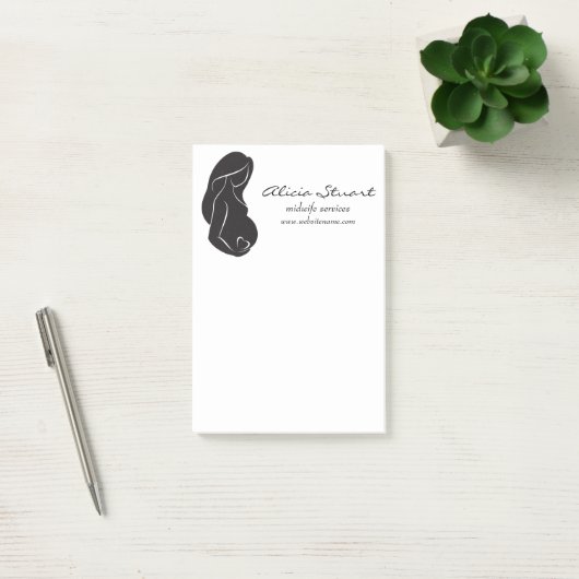 Silhouette-schwangere Frauen-Bauch-Herz Post-it Klebezettel (Büro)