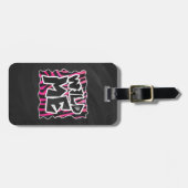 Silhouette Schwarz und Heiß Rosa Zebra Gepäckanhänger (Vorderseite horizontal)