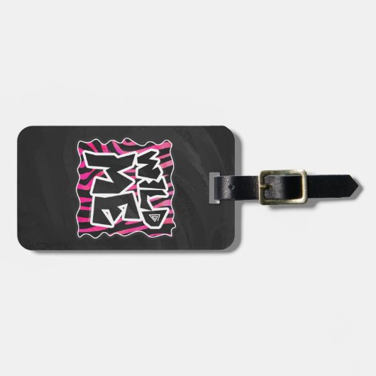 Silhouette Schwarz und Heiß Rosa Zebra Gepäckanhänger (Vorderseite horizontal)