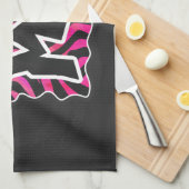 Silhouette Schwarz und Heiß Rosa Zebra Geschirrtuch (Viertel Falte)