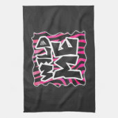 Silhouette Schwarz und Heiß Rosa Zebra Geschirrtuch (Vertikal)