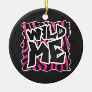 Silhouette Schwarz und Heiß Rosa Zebra Keramikornament