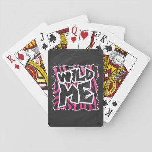 Silhouette Schwarz und Heiß Rosa Zebra Spielkarten