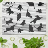 Silhouette Schwarz und Weiß, leicht grau Geschirrtuch (Gefaltet)