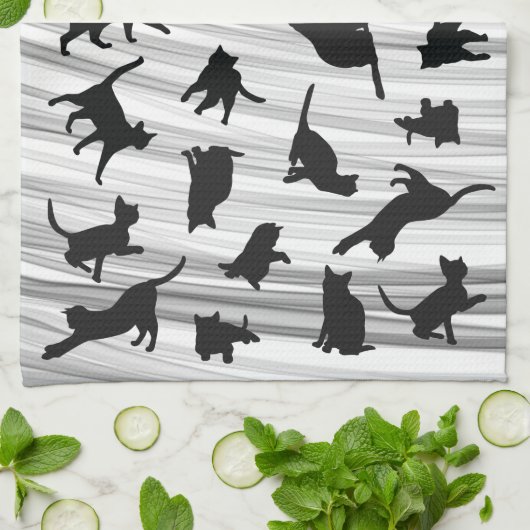 Silhouette Schwarz und Weiß, leicht grau Geschirrtuch (Gefaltet)