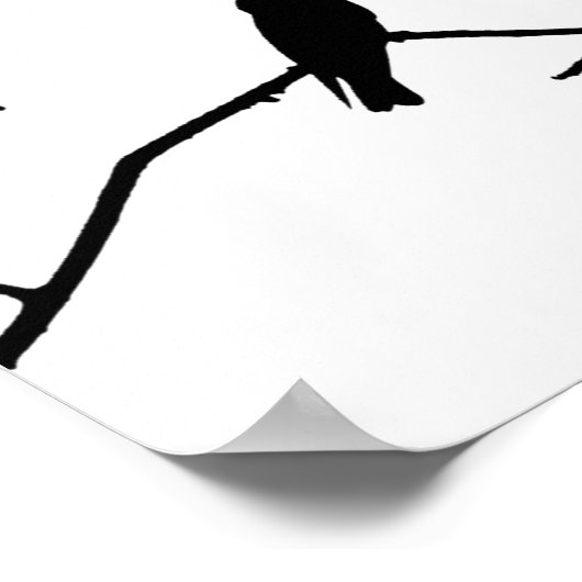 Silhouette Schwarz-Weiß-Schwalbe Poster (Ecke)
