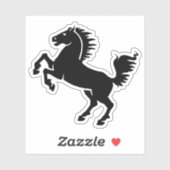 Silhouette Schwarz-Weiß-Stallion-Aufzucht Aufkleber (Blatt)