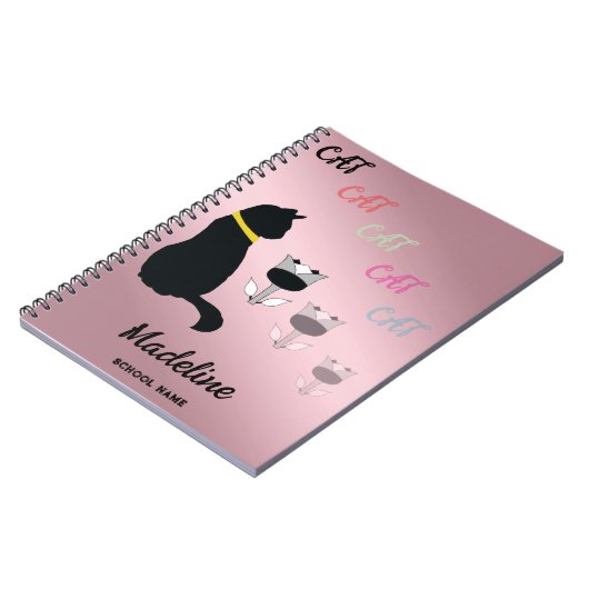 Silhouette "Schwarze Katze" Ändern Sie Text- und B Notizblock (Linke Seite)