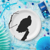 Silhouette-schwarzer u. weißer Geier-Raubvogel Pappteller (Party)