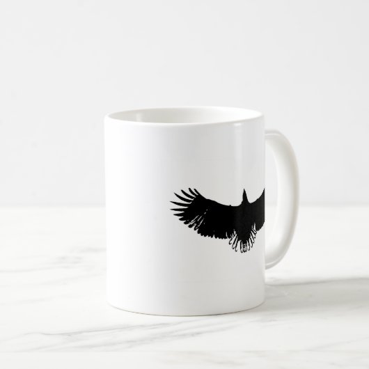 Silhouette Schwarzer und Weißer Adler Kaffeetasse (VorderseiteRechts)