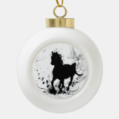 Silhouette, schwarzes Pferd Keramik Kugel-Ornament (Vorderseite)