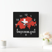 Silhouette Schweiz Quadratische Wanduhr (Zuhause)