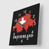 Silhouette Schweiz Quadratische Wanduhr (Winkel)
