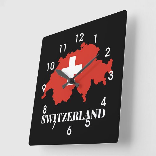 Silhouette Schweiz Quadratische Wanduhr (Winkel)