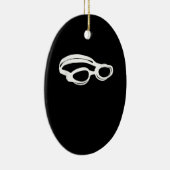 Silhouette Schwimmbad Lover Schwimmbad Gogglage So Keramik Ornament (Rechts)