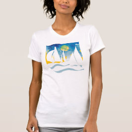 Silhouette-Segeln in Meer T-Shirt