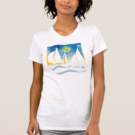 Silhouette-Segeln in Meer T-Shirt (Vorderseite)