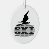 Silhouette-Ski-T - Shirts und Geschenke Keramikornament (Rechts)