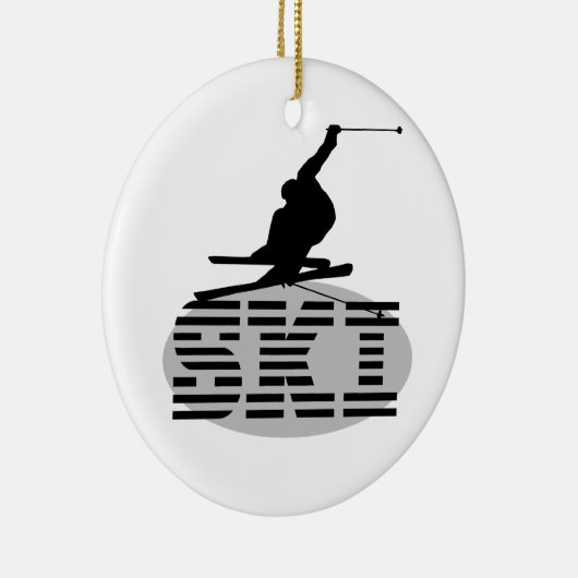 Silhouette-Ski-T - Shirts und Geschenke Keramikornament (Rechts)