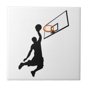 Silhouette Slam Dunk Basketball Player Fliese