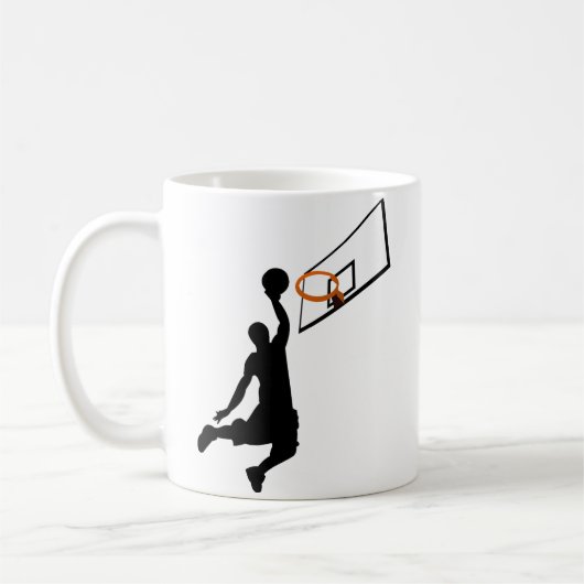 Silhouette Slam Dunk Basketball Player Kaffeetasse (Links)