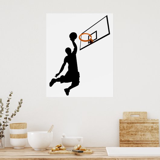 Silhouette Slam Dunk Basketball Player Poster (Küche)