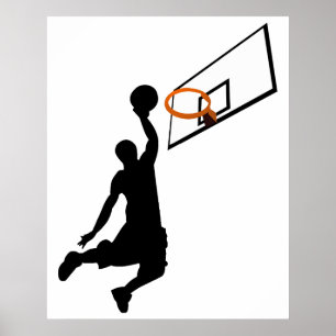 Silhouette-Slam-Dunk-Basketballspieler Poster