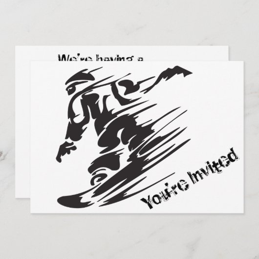 Silhouette Snowboarden Berg Geburtstag Einladung (Vorne/Hinten)