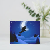 Silhouette Snowboarden - Nachts Postkarte (Stehend Vorderseite)