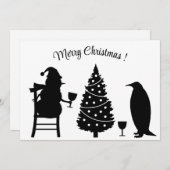 Silhouette Snowman Pinguin Weihnachten elegant Einladung (Vorne/Hinten)