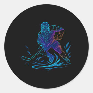 Silhouette Sports Puck Athlet Aktionskunst Hockey  Runder Aufkleber