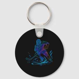 Silhouette Sports Puck Athlet Aktionskunst Hockey Schlüsselanhänger