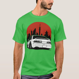 Silhouette Stadt Sonne Geschenk JDM Motorsport vin T-Shirt