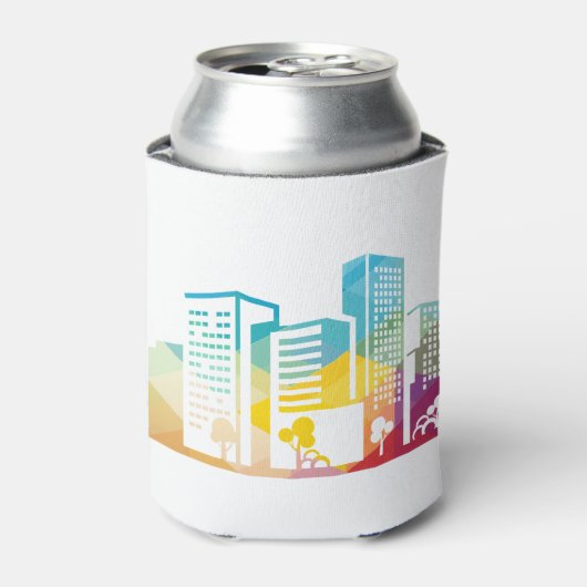 Silhouette Stadtbild Gebäude Symbol Stadt Dosenkühler (Kanne Vorderseite)