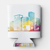 Silhouette Stadtbild Gebäude Symbol Stadt Dosenkühler (Rückseite)