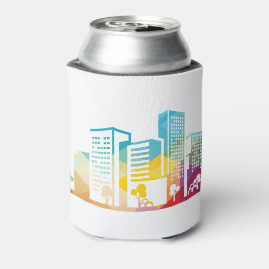 Silhouette Stadtbild Gebäude Symbol Stadt Dosenkühler (Kanne Rückseite)