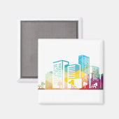 Silhouette Stadtbild Gebäude Symbol Stadt Magnet (Vorderseite/Rückseite)