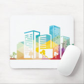 Silhouette Stadtbild Gebäude Symbol Stadt Mousepad (Mit Mouse)