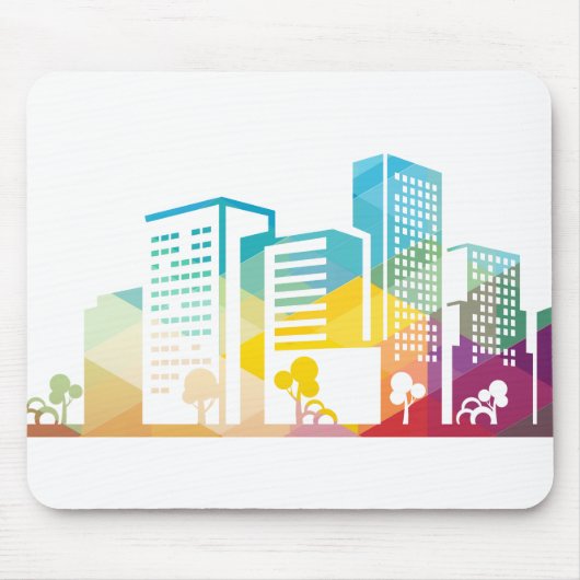 Silhouette Stadtbild Gebäude Symbol Stadt Mousepad (Vorne)