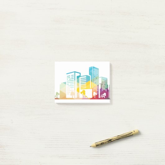 Silhouette Stadtbild Gebäude Symbol Stadt Post-it Klebezettel (Auf Schreibtisch)